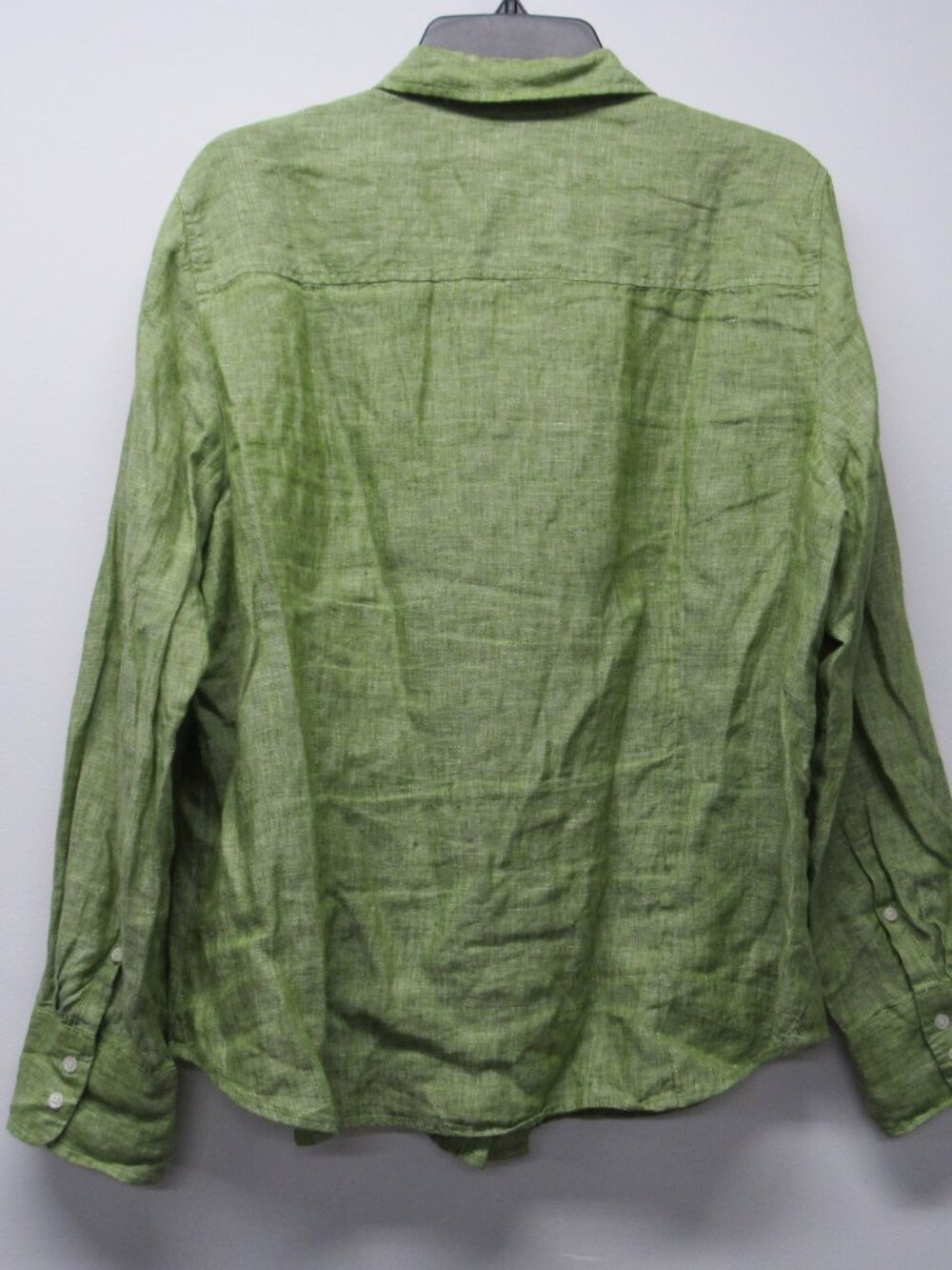 Baird McNutt J Crew 100% Irish Linen Shirt Women's sz 20 Slim Perfect Green Leaf - Picture 2 of 3